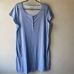 LL Bean Women’s Dress Size XL Casual Pockets Henley Loungewear Blue Beach Pool